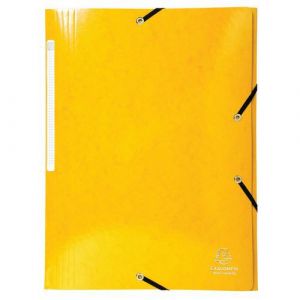 Exacompta Lot de 25 chemises &agrave; &eacute;lastiques 3 rabats Maxi Capacity carte lustr&eacute;e pellicul&eacute;e 425gm&sup2; Iderama A4 - Jaune - 55828E