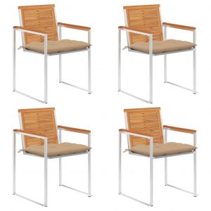 VidaXL Chaises de jardin 4 pcs avec coussins Bois d'acacia massif - Beige