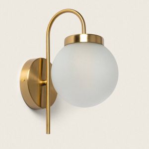 Lampe Murale Extérieur En Métal Et Verre Rafha Doré 220 Mm