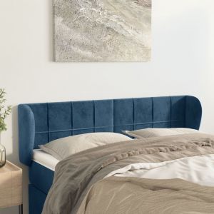 VidaXL Tête de lit avec oreilles Bleu foncé 147x23x78/88 cm Velours