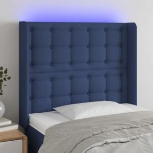 VidaXL Hoofdbord LED 83x16x118/128 cm stof blauw3124462
