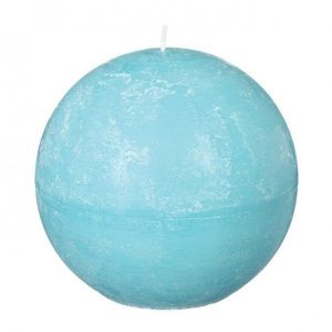 Image de Bougie Boule ""Rustic"" 12cm Turquoise