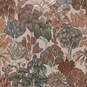 Papier peint nature Profhome 377575 papier peint intiss&eacute; lisse avec des ornements floraux mat beige rouge orange gris 5,33 m2 beige