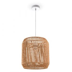 Paco Home - Suspension Table à Manger Lampe Suspendue E27 Papier Boho Rotin Lampe à suspension - Blanc, Nature (Ø28cm)