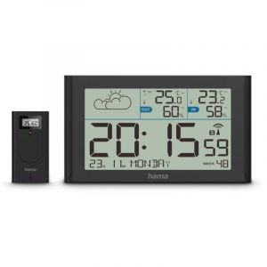 Hama Station météo ''sylt'', avec sonde extérieure, radio, réveil, noir
