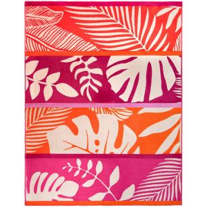 Serviette de plage éponge Velours Jacquard Rose Carlina 140x180