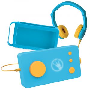 Lunii Ma fabrique à histoires bleue avec son casque assorti bleu et sa