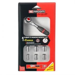 Facom Cliquet 3 8 a Manche Rotatif 360° F 360PACKPB Livré avec 7 douilles