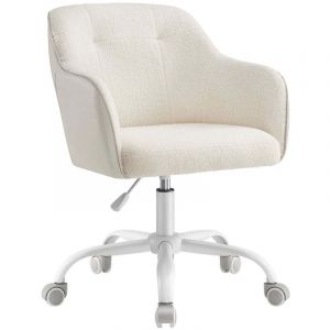 Fauteuil de bureau chaise pivotante confortable siège ergonomique réglable en hauteur charge 120 kg cadre enacier tissu imitation lin pour bureau