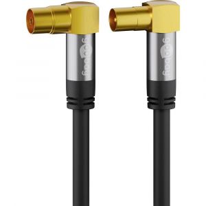 Goobay Antenne C&acirc;ble de raccordement [1x antenne femelle 75 ? - 1x antenne m&acirc;le 75 ?] 10.00 m 135 dB quadruple blindage noir