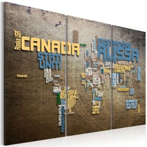 Artgeist Tableau - Carte du Monde (langue italienne) - triptyque 60x40