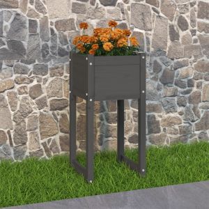 VidaXL Jardinière Gris 40x40x81 cm Bois massif de pin