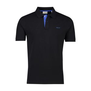 Gant (marque) Pour homme. Polo noir en piqu? contrast