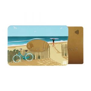 Porte-carte rigide (1 carte) blindé Color Pop anti-piratage - Collection Aquitaine - PVC imprimé - 6 x 9,1 cm - Fabrication