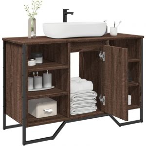 VidaXL Armoire lavabo de salle de bain chêne marron 91x35x60 cm, placard lavabo de salle de bain, meubles de salle de bain, meuble de rangement sous lavabo