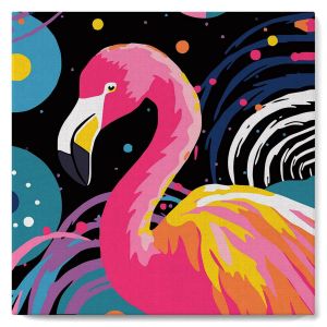 Mini peinture au numéro : Flamant Rose Abstrait Pop Art - toile tendue sur chassis