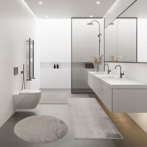 Paco Home Tapis De Bain Moderne Salle De Bain Tapis Shaggy Moelleux Doux Uni Gris 40x55 cm