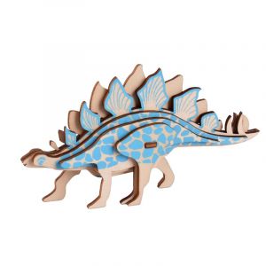 Dam Puzzle 3d en bois. Design de stegosaurus. 9 pi&egrave;ces.