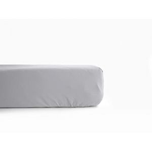 Vent du Sud Drap housse percale pur coton peigné longues fibres 80 fils/cm² avec bonnet de 35 cm perle - 80 x 200 cm bonnet de 35 cm - Perle