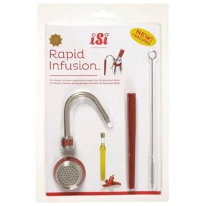 iSi - Rapid Infusion Tool pour iSi Gourmet Whip, brosse de nettoyage incl. - Renforcement de l'arôme par infusion sous pression N2O - Aromatise les liquides (ex : eau, alcool, huiles & le vinaigre)