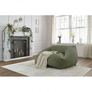 Bobochic Fauteuil & pouf Pouf ultra moelleux lilibet tissu bouclette Vert