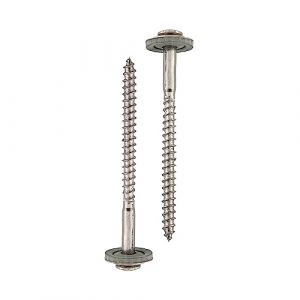 HELPMATE Vis de ferblantier 4,5x65mm, 50 pièces, DIN 7995, acier inoxydable A2, T20, vis de couvreur, tête bombée, avec rondelle plate et rondelle d'étanchéité EPDM, argent, 4,5 x 65 mm
