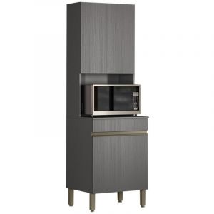 Colonne de Cuisine Micro-Onde Grise 2 Portes 5 Niches L 60 H 193 P 53.5 cm