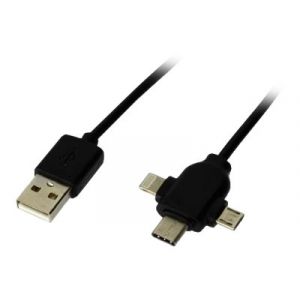 MCL Samar MC923-1C/MULTIZ-1M - C&acirc;ble USB A vers multit&ecirc;te Micro USB/Lightning/Type C