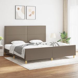 VidaXL Cadre de lit avec t&ecirc;te de lit Taupe 200x200 cm Tissu Taupe