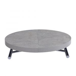 Image de Inside75 Table basse ronde relevable et extensible SATURNA Coloris gris béton diamètre 105 cm - gris