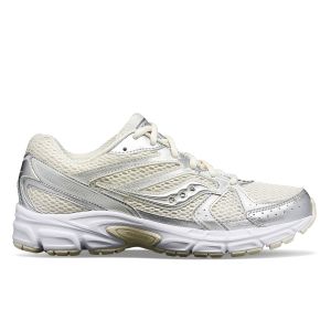 Saucony Pour femme. Chaussures Ride Millennium blanches, argent?es
