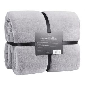 Kuscheldecke - Feluna Tagesdecke aus Fleece Polarfleece Kaschmir Touch : Grau