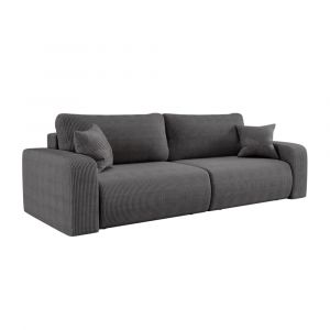 Loungitude Canapé droit 3 places convertible en velours côtelé - Gris