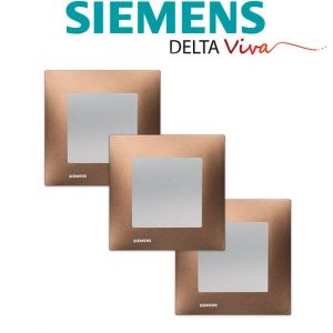 Image de Siemens LOT 3 Va et Vient Silver Delta Viva + Plaque Métal Marron