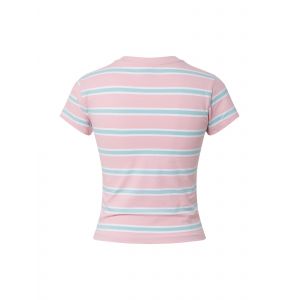 Urban classics T-shirt Stripe Cropped XS rose/bleu turquoise