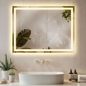 TecTake Miroir Salle de Bain &eacute;clairage LED int&eacute;gr&eacute;, Miroir Coiffeuse &agrave; LED, 3 Couleurs de lumi&egrave;re r&eacute;glables, Fonction m&eacute;moire, Anti-bu&eacute;e, Id&eacute;al Salle de Bain, Coiffeuse, Makeup Mirror, 60 x 80 cm