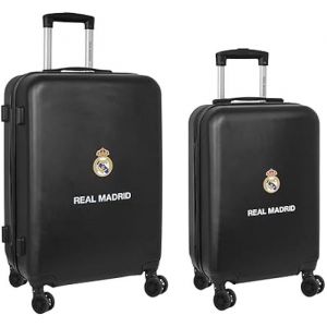 Safta Real Madrid 2&egrave;me &Eacute;QUIPATION 23/24 Jeu de Trolleys Cabine 20 et 24 Pouces, avec roulettes pivotantes, Valises &agrave; Roues, Cadenas de