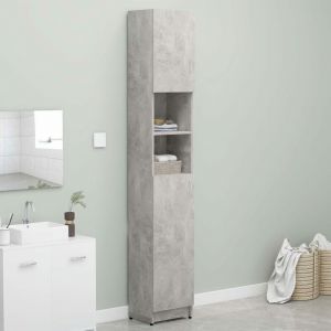 Image de VidaXL Armoire de salle de bain Gris béton 32x25,5x190 cm Aggloméré