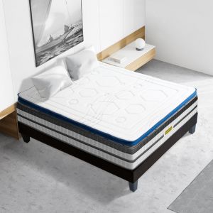 Surmatelas Air Fresh bleu/blanc - 90x190 cm