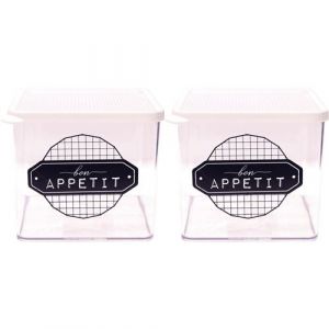 Image de Cook Concept Bo&icirc;te de conservation transparente &agrave; messages couvercle blanc (Lot de 2)