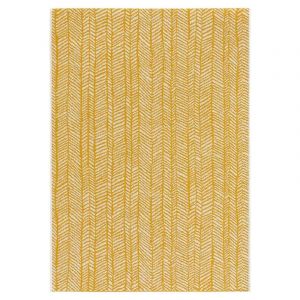 Décoweb Tapis d’extérieur ou de salon - Motifs graphiques - Jaune et crème - 140 x 200 cm