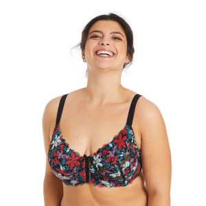 Soutien-gorge à armatures grand maintien noir/turquoise Eva