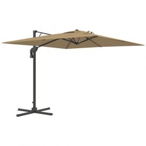 Outsunny Parasol déporté carré pivotant 360° manivelle dim. 2,97L x 2,97l x 2,64H m alu. polyester kaki