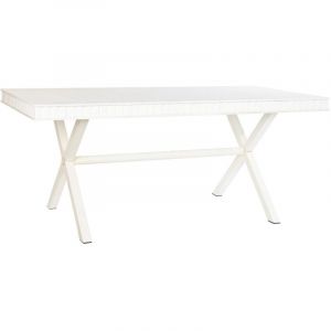 Image de Dkd Home Decor - Table de Salle &agrave; Manger Blanc M&eacute;tal Bois de manguier 180 x 90 x 76 cm