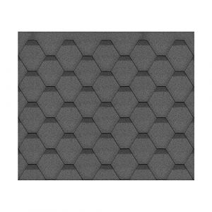 Lot de bardeaux bitumineux Hexagonal Rock H550BLACK, couleur noir - bitume toiture Timbela M550 pour chalet de jardin
