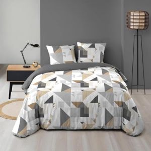 Douceur d'int&eacute;rieur, Parure 3 Pi&egrave;ces (240 x 220 cm) Trigone, Microfibre Imprim&eacute;e