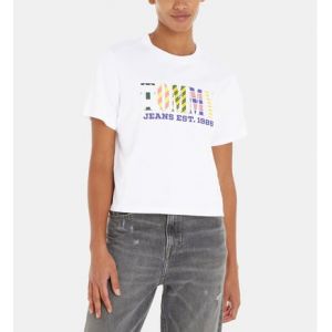 Tommy Jeans T-shirt ample en coton signature fantaisie Blanc - Couleur Blanc - Taille XS