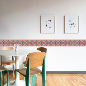 Plage Frise adhésive artistique multicolore - Déco murale 10 cm x 300 cm, formes abstraites, pour murs intérieurs et extérieurs.