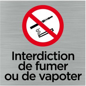 Signaletique.biz France - Pictogramme Interdit de fumer/vapoter (Q1062).- Plaque aluminium brossé -