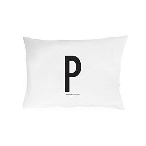 Design Letters Taie d'oreiller Motif Lettres 63x60 A-Z-D, Blanc, Taille Unique